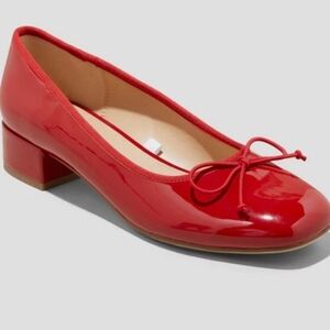 A New Day Red and Black Women's Flats with Bow Detail
